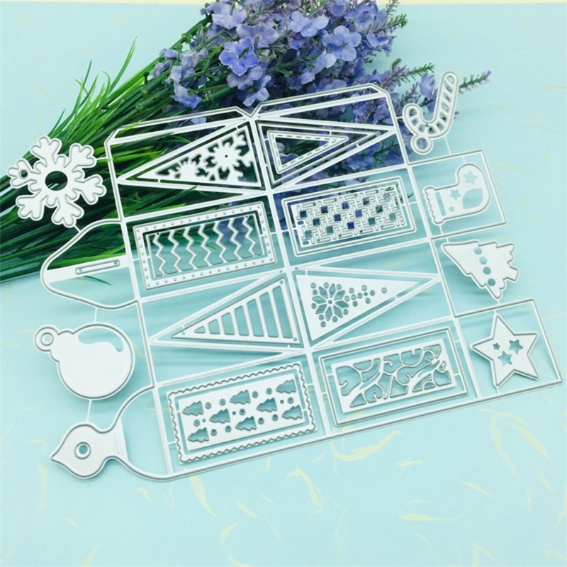 Cetakan Stensil Cutting Dies Motif Kotak Hadiah Natal Bahan Metal Untuk Scrapbook / Craft Diy