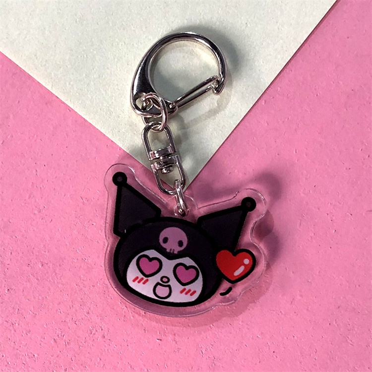 Gantungan Kunci Desain Sanrio Kuromi Dua Sisi Bahan Akrilik Transparan Untuk Tas Anak Perempuan