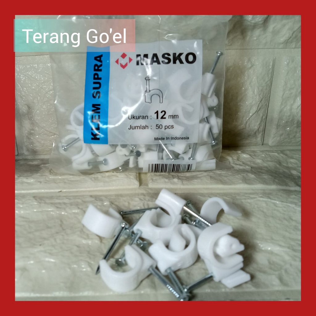 Klem Kabel Masko 12 mm / Masko Klem Kabel Supra 12 mm Paku Beton Asli