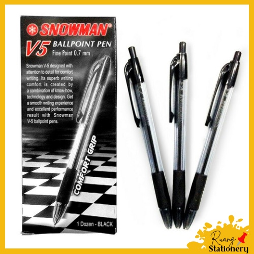 

Pena Pulpen Snowman v5 hitam Biru
