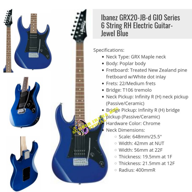 IBANEZ GRX20 JB GIO ELECTRIC GUITAR 6 STRING - GITAR ELEKTRIK