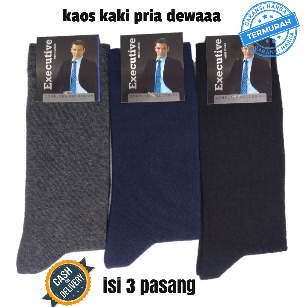 3 PASANG KAOS KAKI PRIA PANJANG POLOS KERJA KANTORAN