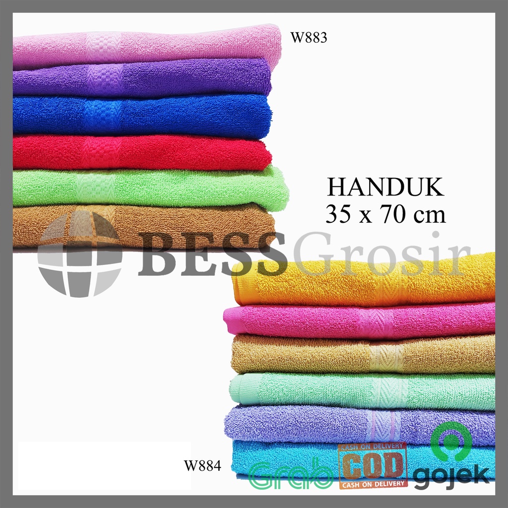 [1 Lusin] Grosir Handuk Polos 35x70cm Kecil Warna Murah Towel (W883 W884 W728 30x70 cm)