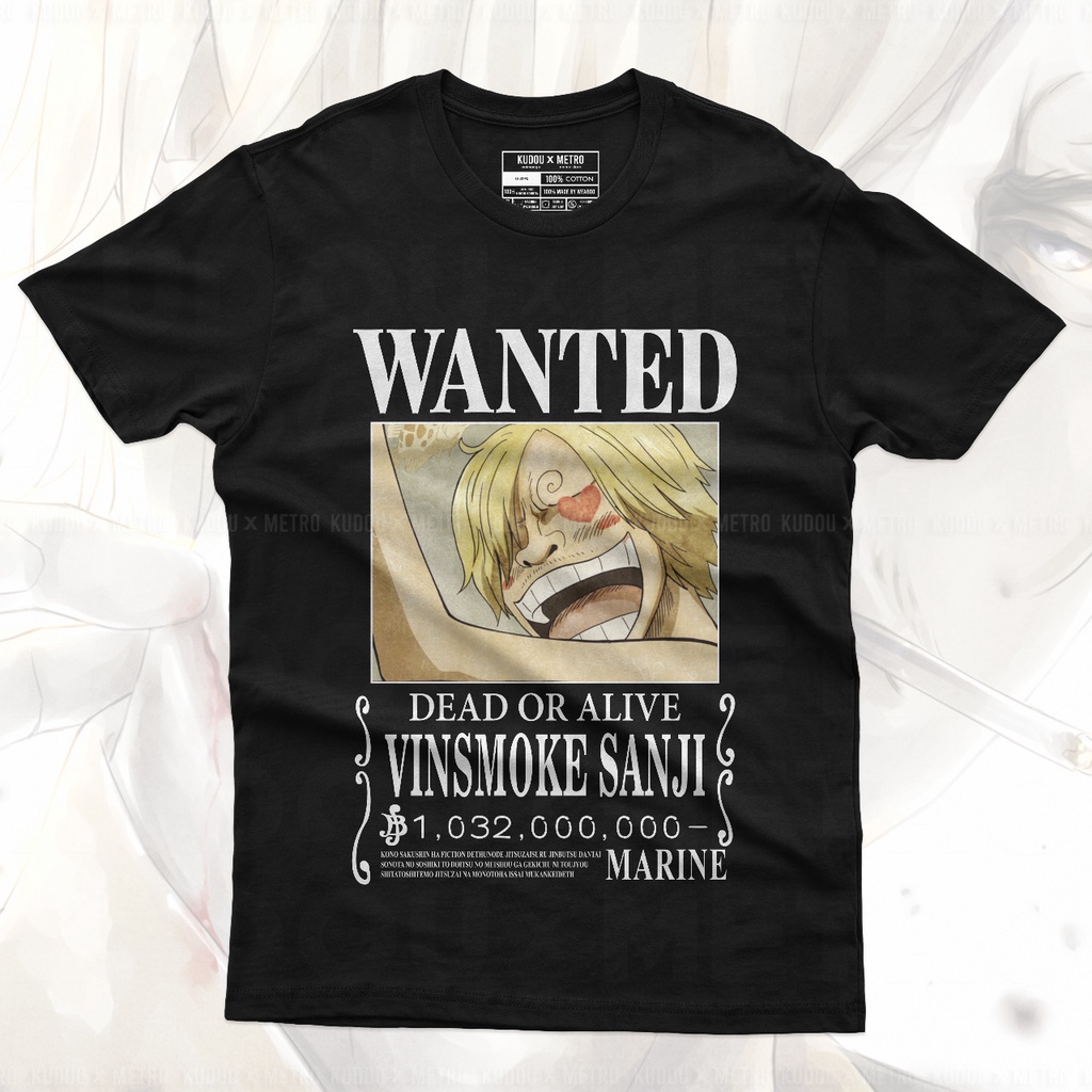 Kaos Sanji Wanted Bounty One Piece Premium Unisex