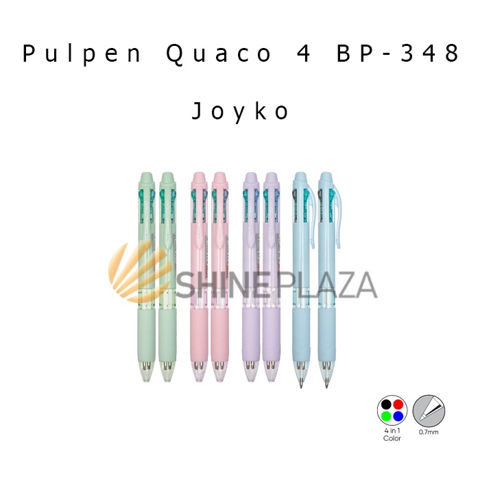 

Pulpen Pastel Joyko Quaco 4 Warna BP-348 0.7mm - Bolpen Pena Ball Pen 0,7 mm