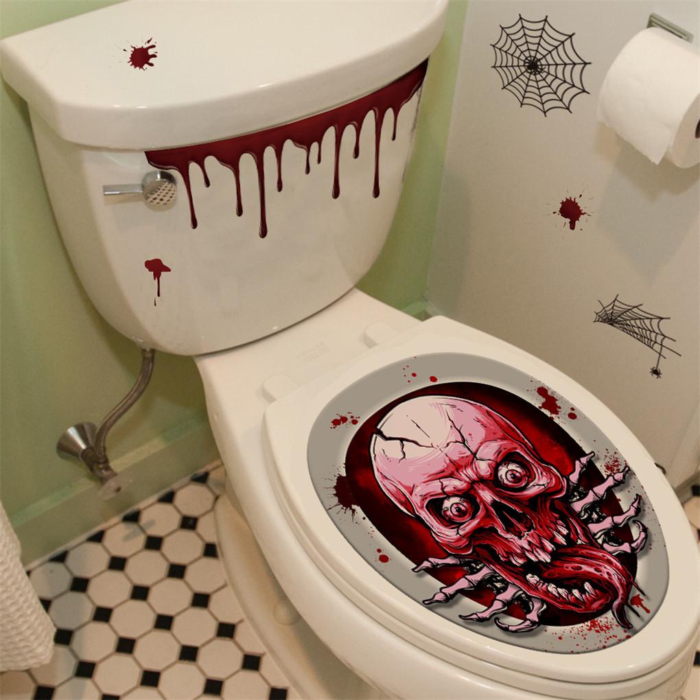 2pcs Stiker Cover Dudukan Toilet DIY Tema Halloween Untuk Dekorasi Rumah / Kamar Mandi (house2020)