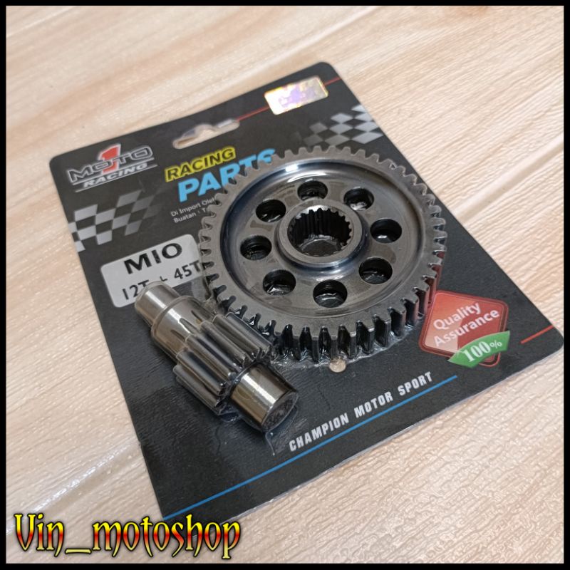 gear gigi rasio ratio Mio moto 1 racing ukuran 12 + 44 12 + 45 moto1 racing original