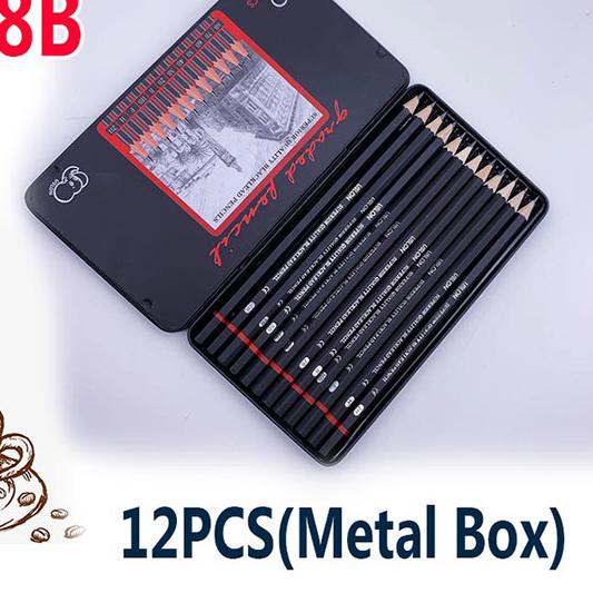 

12 pcs Pensil gambar sketsa set lengkap 2H H F B HB 2B 3B 4B 5B 6B - 2