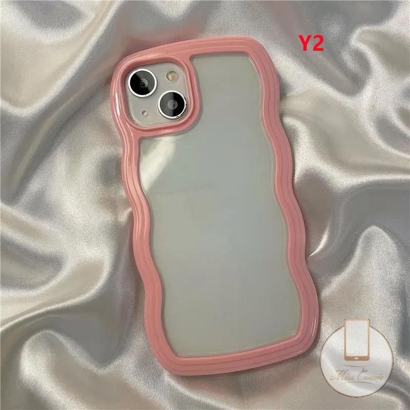 Casing Realme C35 10 9i 8i 9 Pro+C30 C53 C33 C21Y C25s C12 C15 C11 C25Y C17 7 8 8Pro 7I C20 C20A C3 6i 5i 5 5s Mewah Simple Macaron Warna Permen Wavy Edge Transparan Soft Case