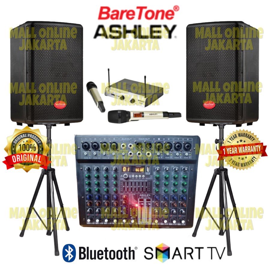 Paket Speaker aktif Baretone 10 inch 10Hd ashley samson 8 sound system