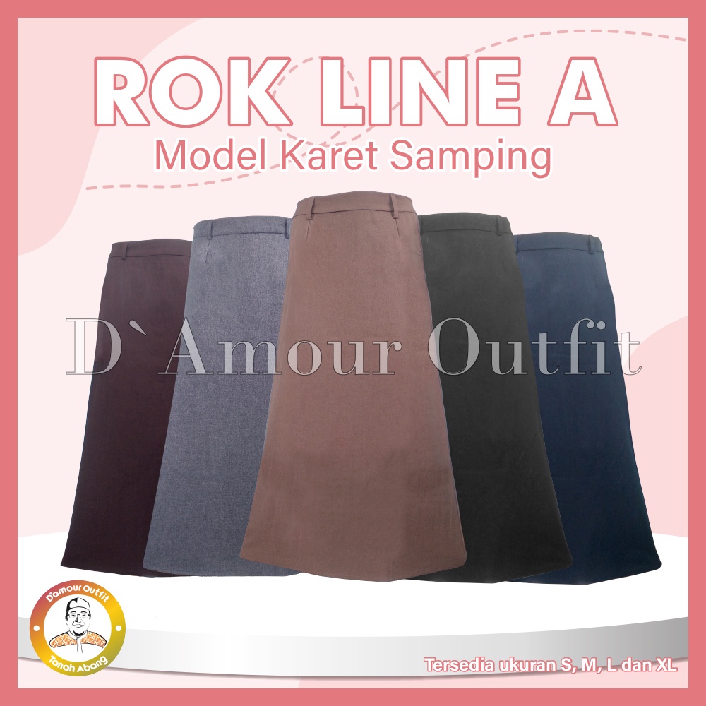 Rok Line A Panjang Wanita Formal Pinggang Karet Pakaian Kantoran Long Skirt Perempuan Kantor Polos Androk Bawahan Kerja Cewek Dewasa Anak High Waist Pendek Korean Style Jumbo Premium
