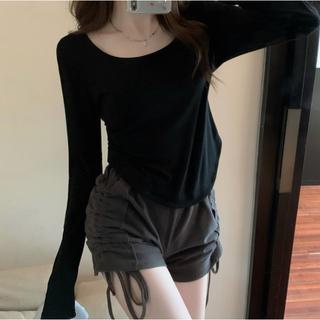 DF BJ256 Baju Wanita Fasion Lengan Panjang Kaos Polos Wanita Korea Spandek long Sleeve