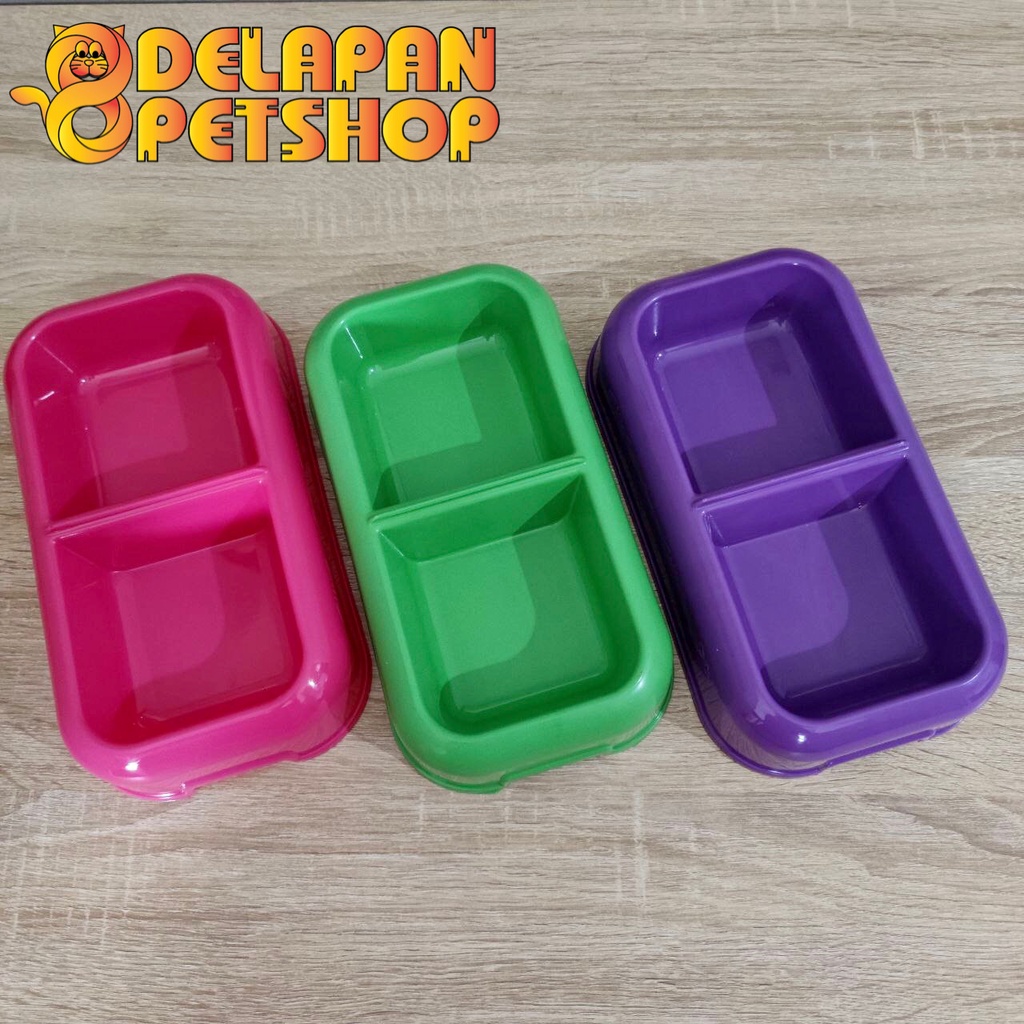 Pet Bowl Double Kotak / Mangkok Tempat Makan Minum Kucing Anjing