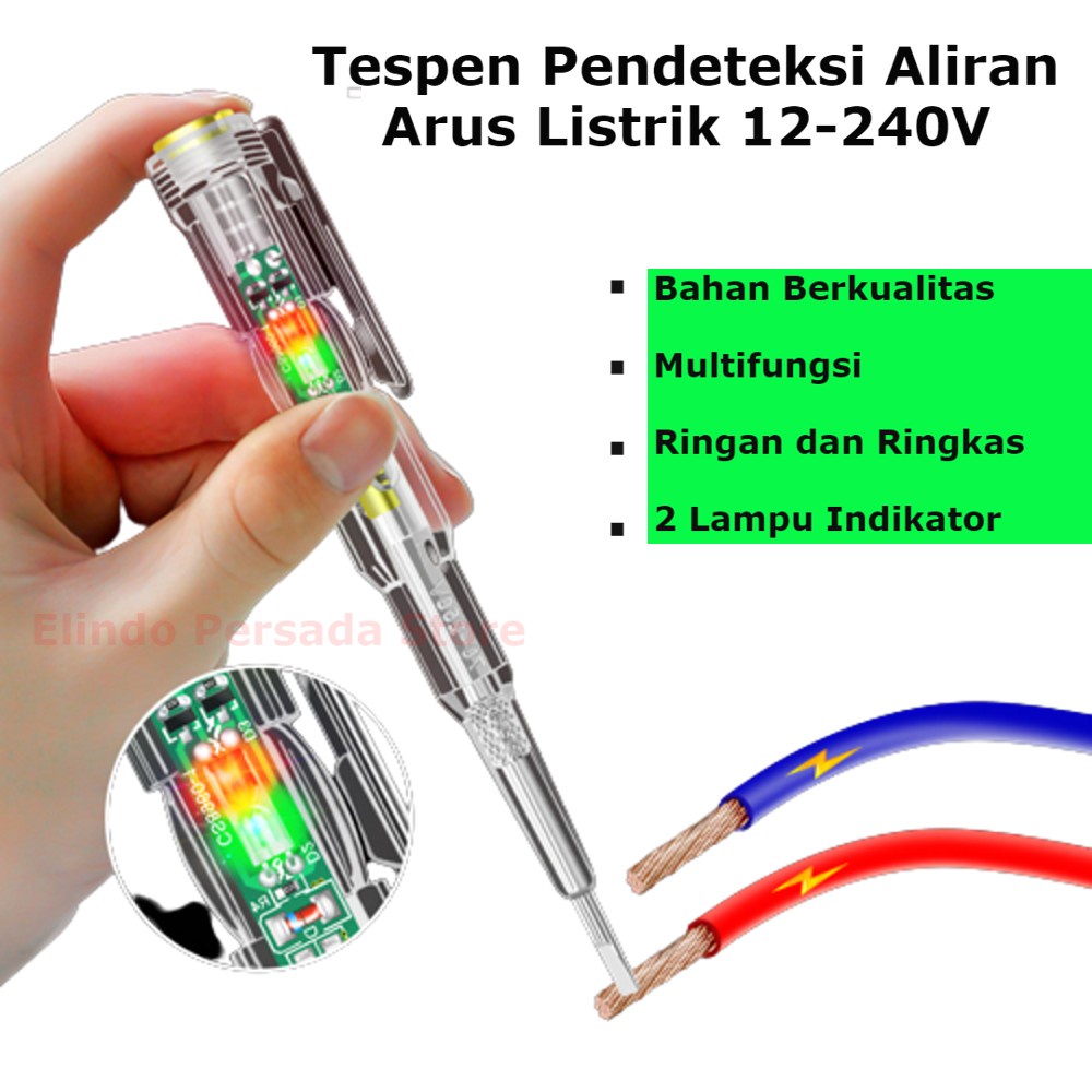 Tespen Test Pen Listrik Cek Kabel Putus Pendeteksi Aliran Arus AC DC 12-240V