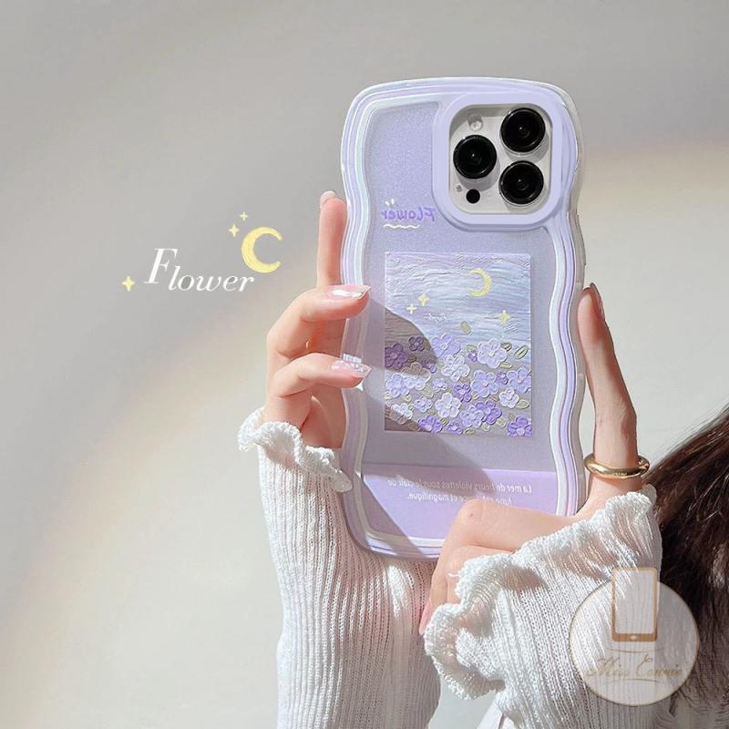 Soft Case Realme C53 C55 C35 10 C30 C33 9 9Pro+8I C25Y C12 C25s C25 C17 8 8Pro 7i 7 C11 C20 C15 C20A C3 5i 6i C21Y C20A 55 5s Fashion Lukisan Minyak Bunga Flower Wavy Frame Sarung