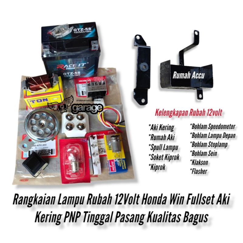Jual Rangkaian Lampu win Rubah 12volt FULLWAVE Honda Win Fullset Aki