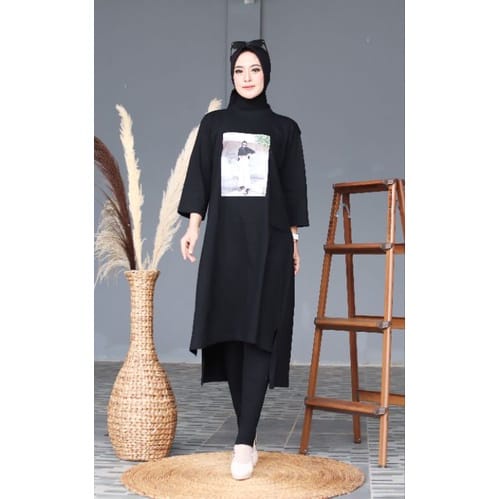 Reena Midi Dress- Long Tunik Combed - Tunik Kaos