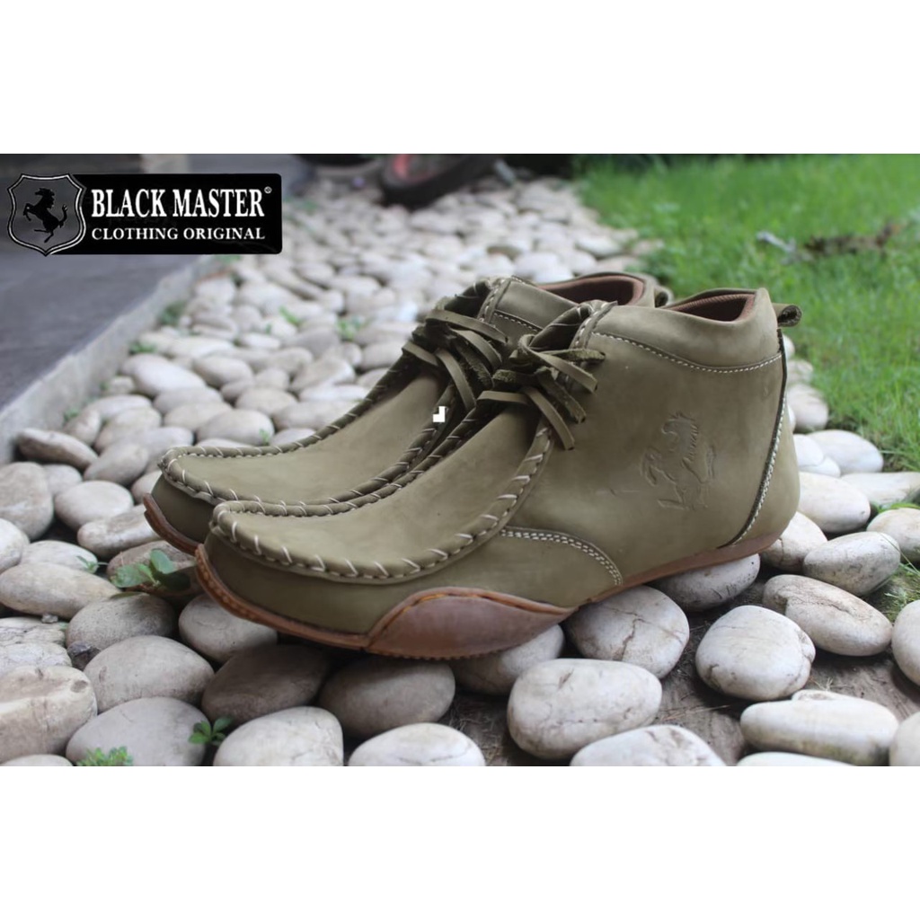Sepatu Boots Tinggi Casual Pria Black Master Kulit Original