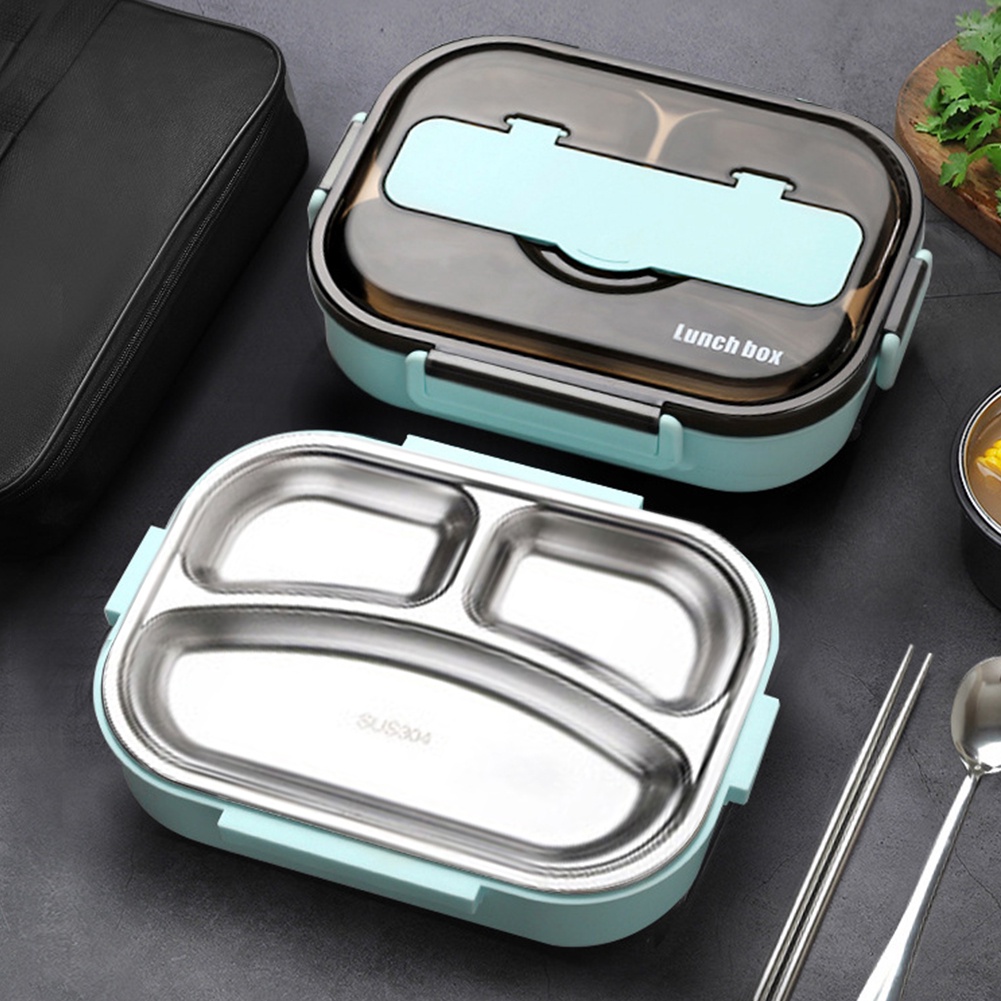 Lunch Box Anti Tumpah Kotak Bekal Makan Stainless Steel 304 Tahan Suhu Tempat Makan Warna Biru