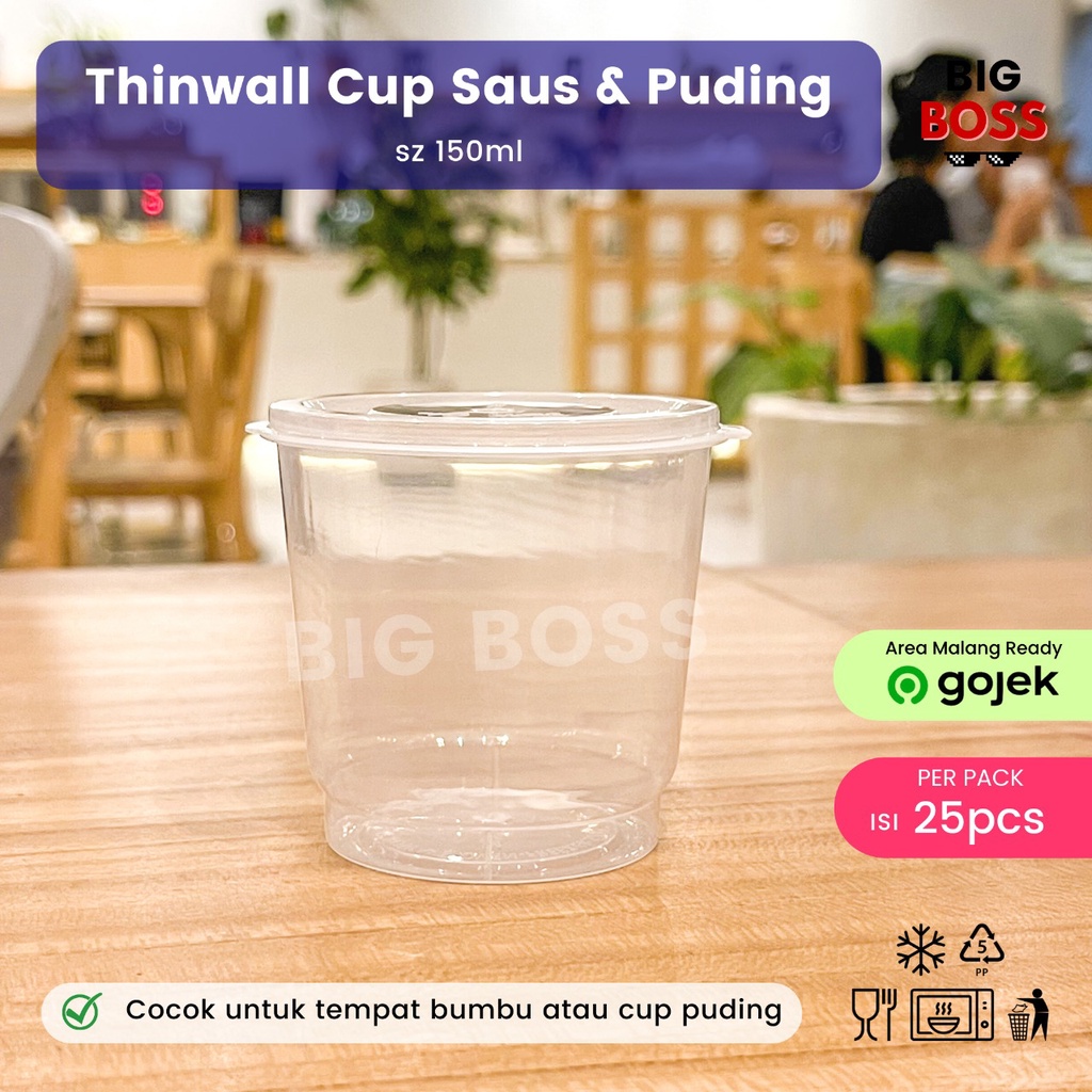 [ISI 25 PCS] Thinwall Gelas Puding Pudding 150ml + Tutup / Cup Puding Agar, Jelly Plastik