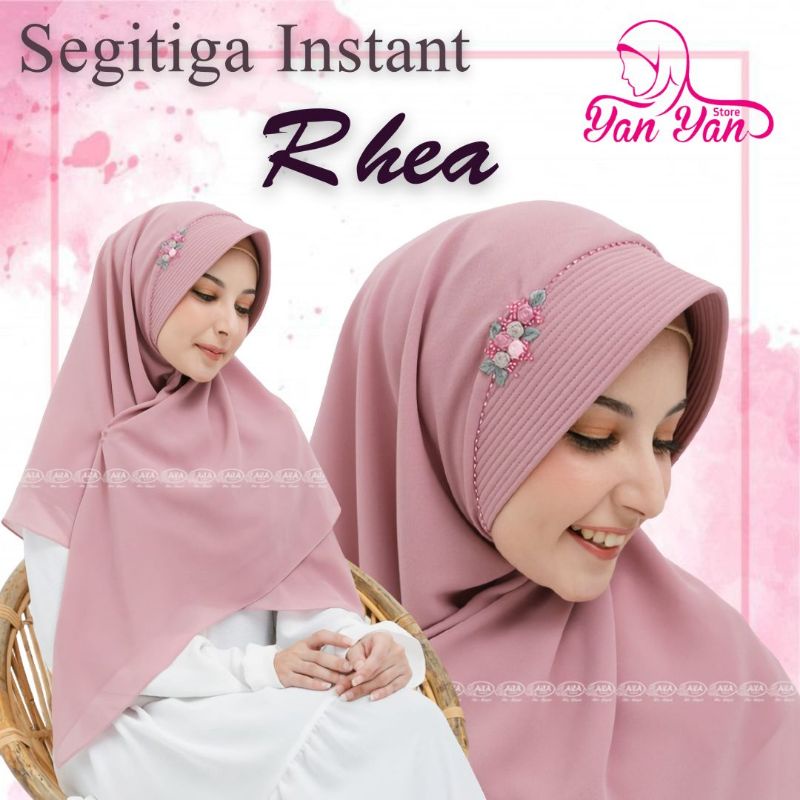 Original Rhea Produk Segitiga Instant by Aila Hijab Modern Sekali Slup Handmade Sulam Payet Bergo In