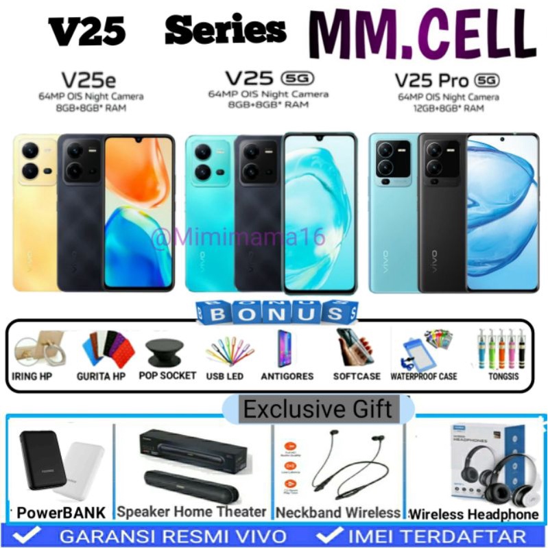 VIVO V25 5G 8/256 | VIVO V25 PRO 12/256 | V25e 8/256 | V25 e 8/128 | V25Pro | T1 5G GARANSI RESMI VIVO