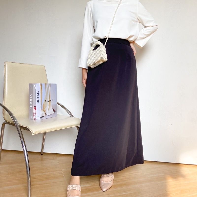 BEFAST - ZFS OOTD Rok Wanita DINDA / GAMAR SHAKILA PLAIN A LINE SKIRT / Midi Skirt Wanita / Rok Maxy / Pakaian Casual wanita / Fashion Kondangan/Pesta / Rok Polos Formal / Outfit Wanita Hijab / Rok Keluaran Terbaru / Trendy