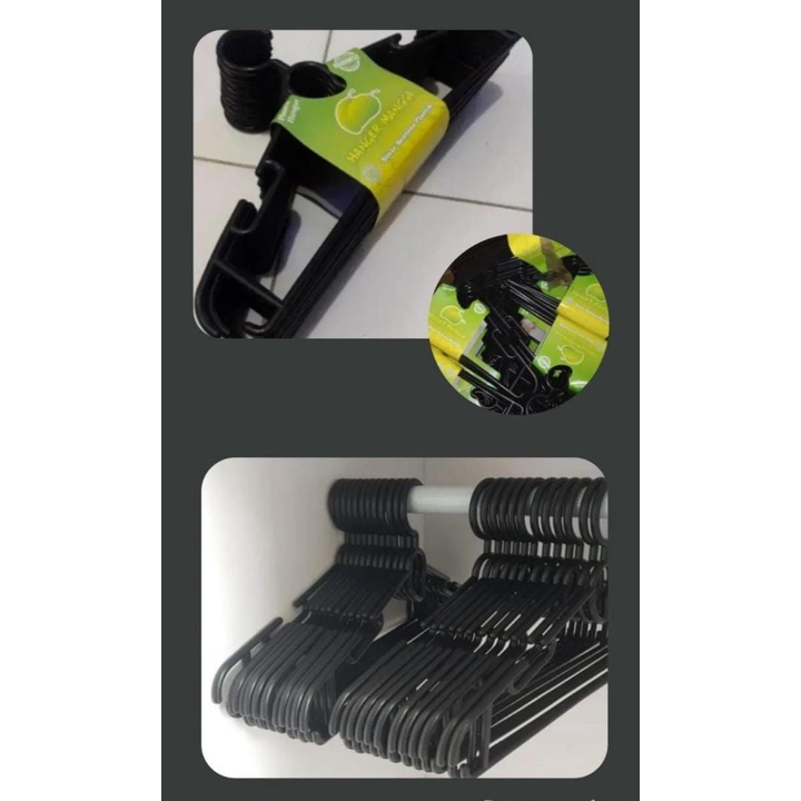 12PCS HANGER SSP HITAM HANGER PLASTIK KUAT DAN TEBAL READY
