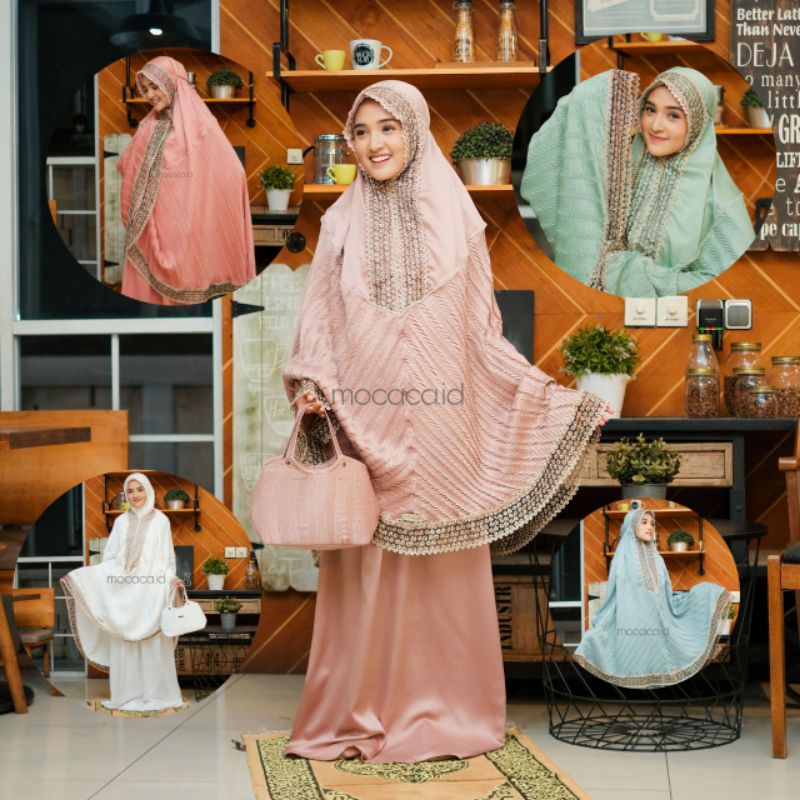 mukena mewah 2 in 1 jumbo  free tas cantik bahan silky d*or velvet premium renda elegan mewah cocok untuk kado atau seserrahan broken white hijau mint sage biru salem peach bisa gosend