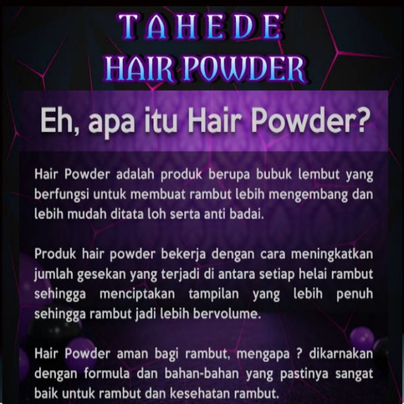 HAIR POWDER TAHEDE PREMIUM + Gratis Sisir [HAIR STYLING]