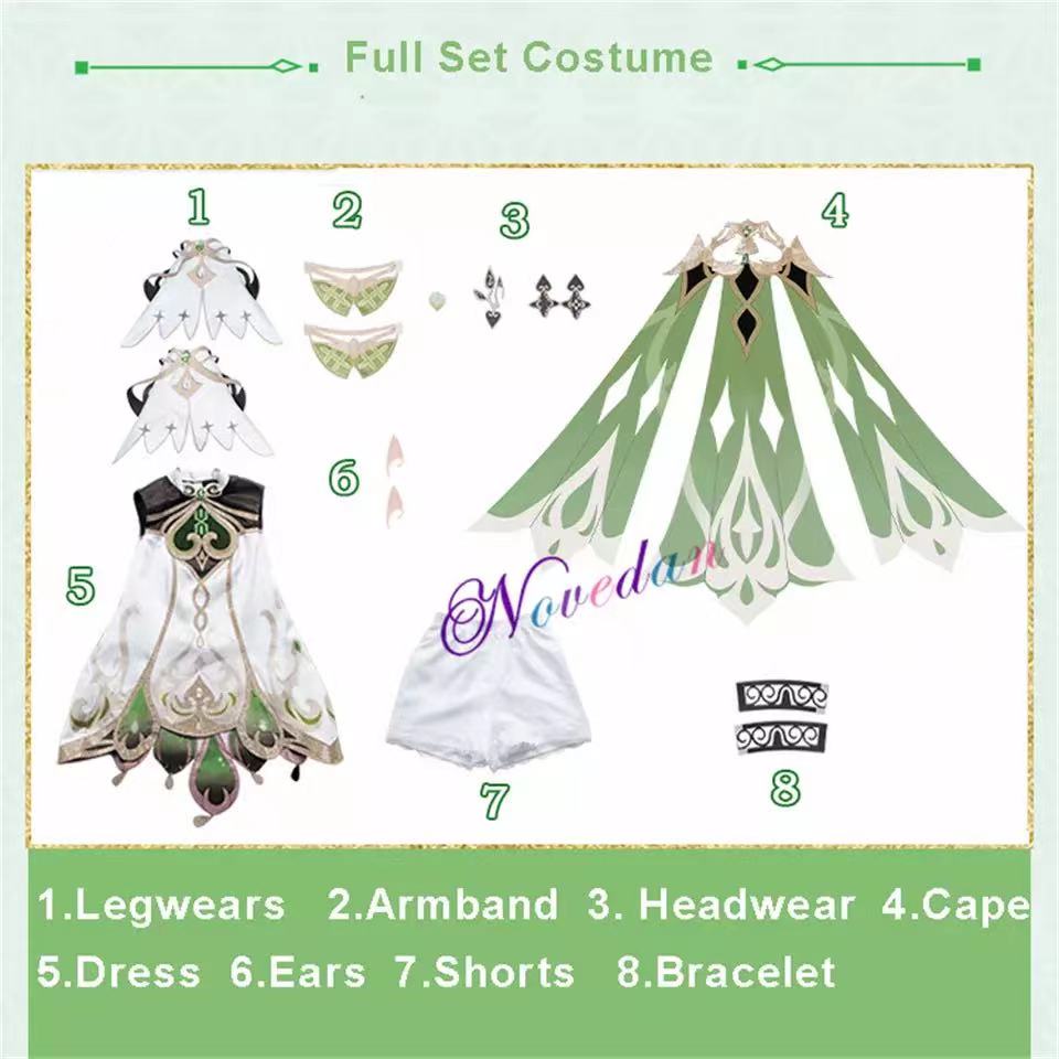 Ready StockGenshin Impact Nahida Cosplay Costume Genshin Lesser Lord Kusanali Cosplay Nahida Kids