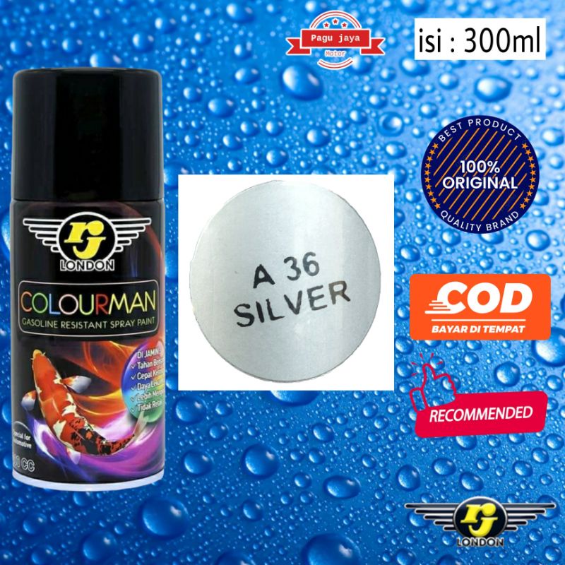 cat semprot silver 300ml COLOURMAN produk dari rj london cat semprot spray pilox pilok tahan bensin anti retak cepat kering