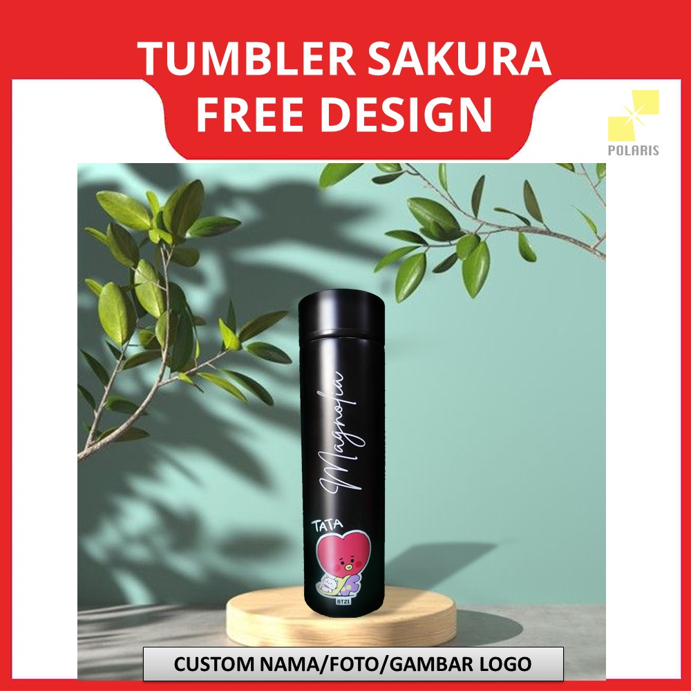 TUMBLER SAKURA LIFE CUSTOM PRINT UV - BOTOL MINUM CETAK NAMA/LOGO/FOTO - TERMOS STAINLESS SOUVENIR PROMOSI KADO MERCHANDISE