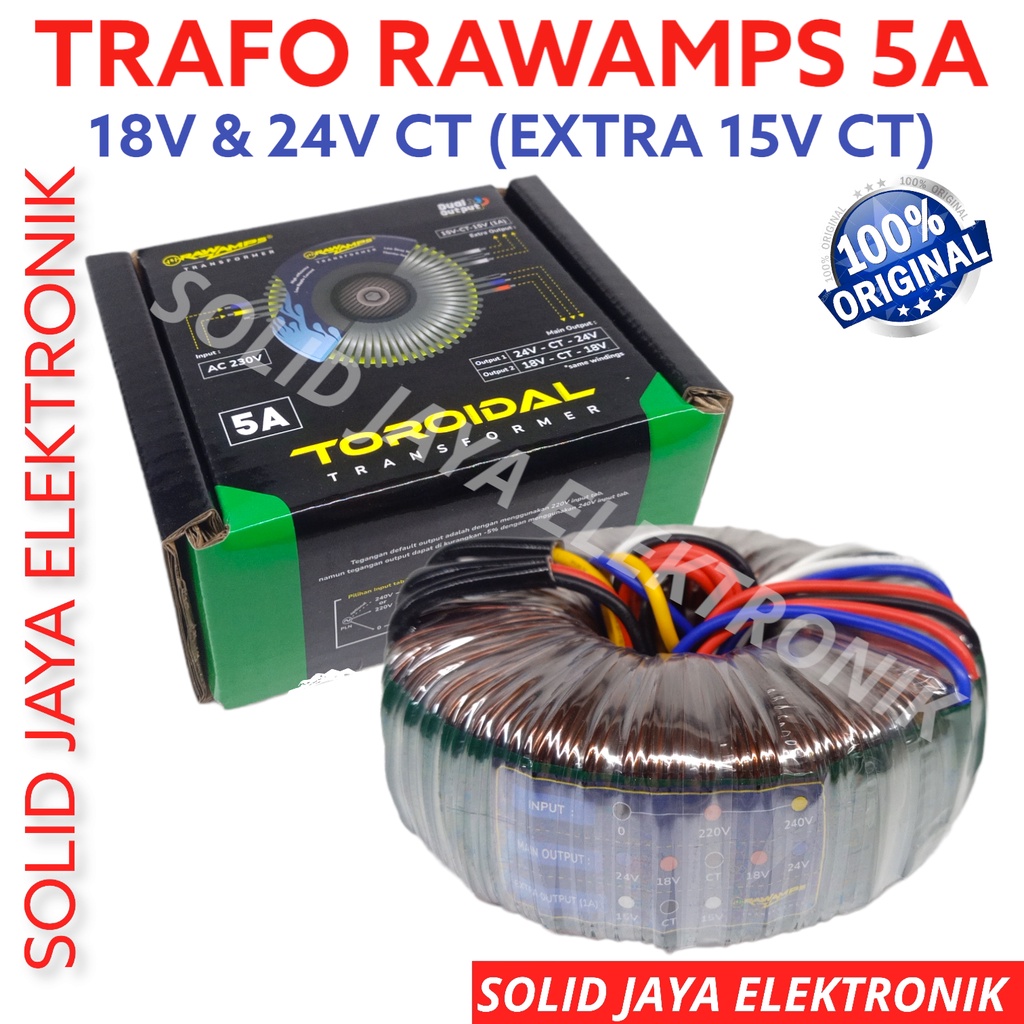 TRAFO DONAT 5A 18V 24V CT RAWAMPS TRAVO TOROID TOROIDAL TRANSFORMER RAW AMPS 5 AMPER CT 18 24 V VOLT MURNI BULAT 5AMPER 5A 18VOLT 24VOLT PLUS EXTRA 15V CT BGR BELL ASLI ORI ORIGINAL