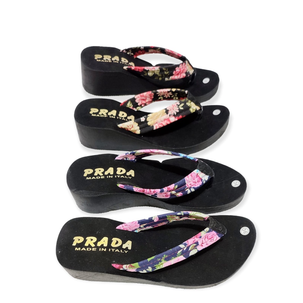 Sandal wedges wanita balok bunga/sandal wedges cantik