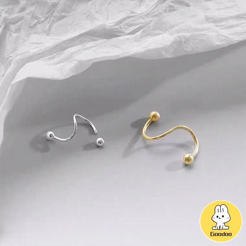 1 Pasang Anting-Anting Sederhana Baru Kepribadian Wanita Minoritas Double Spiral Ear Studs -Doo