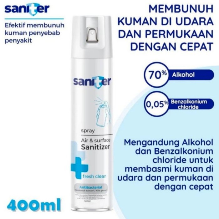 SANITER SPRAY 400 ML SANITIZER DISINFEKTAN ANTIVIRUS AEROSOL