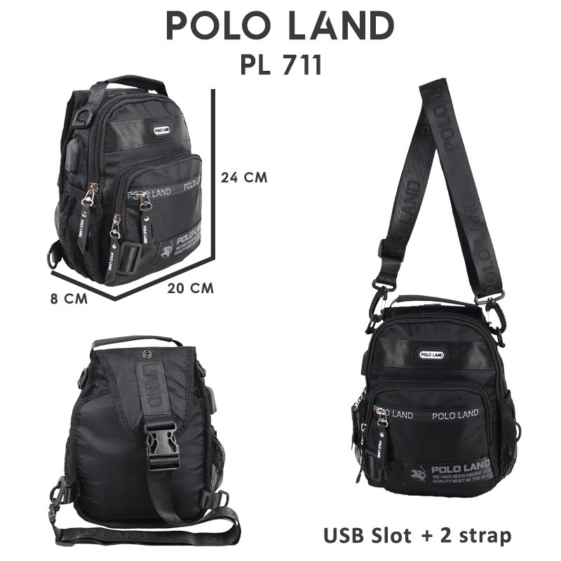 [KLIKTAS] Tas Selempang Pria 2in1 Polo Land 711 Slingbag Tas Bahu Fashion Import Kekinian