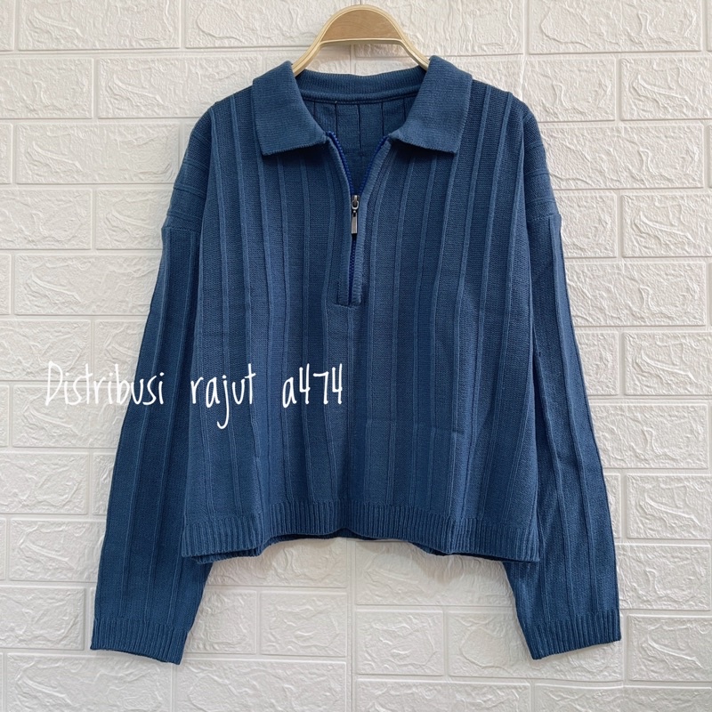 MIKI KNIT CARDIGAN RAJUT RESLETING KERAH WANITA