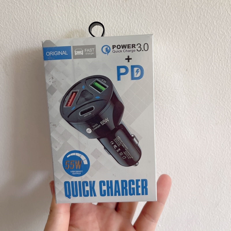 Batok Saver Pd 55W 2 Usb + 1 Usb Colokan Type C - Kepala Charger Mobil Type C - Casan Mobil PROMO SEN-AB