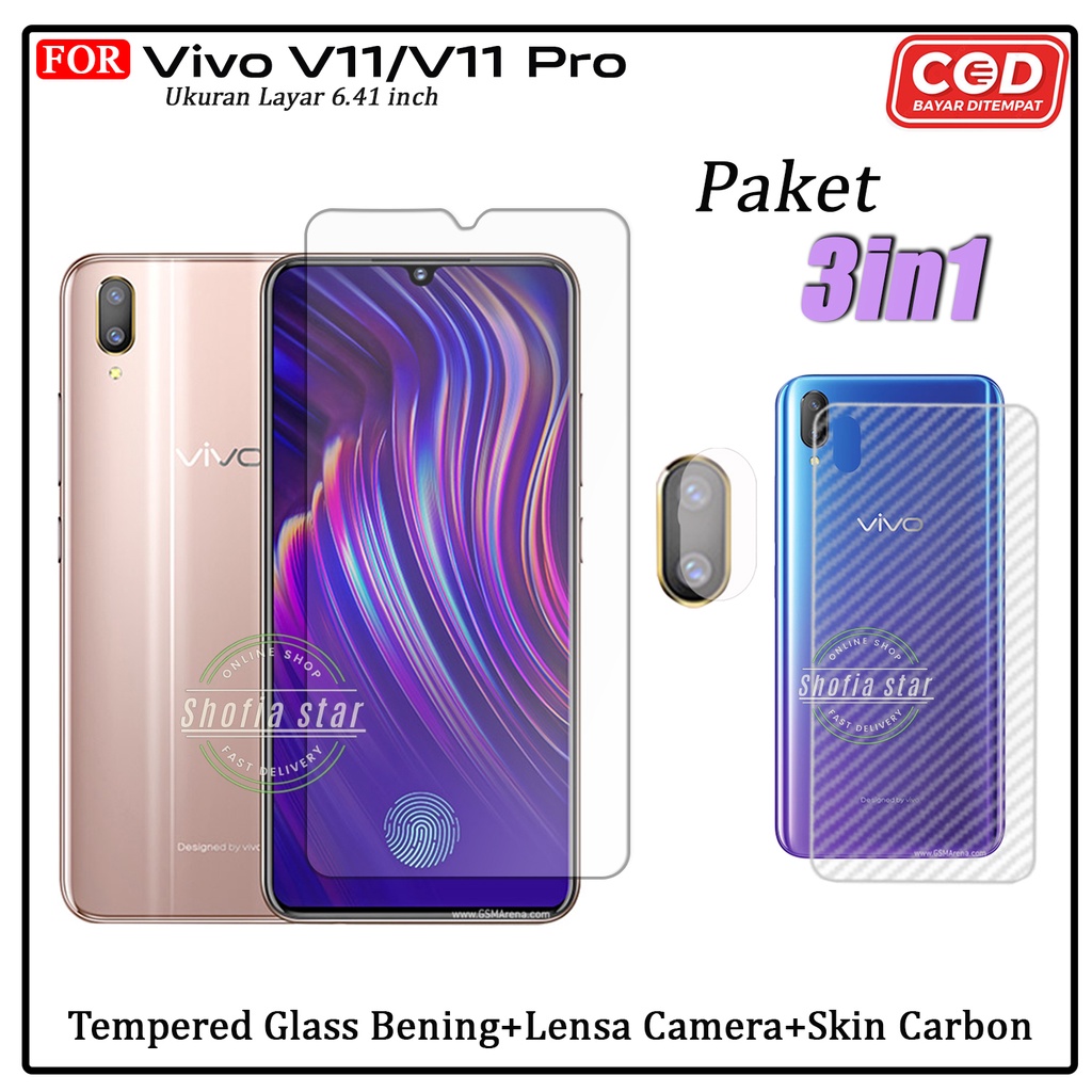 3IN1 Tempered Glass Vivo V11 V11 Pro Anti Gores Glossy Full Cover