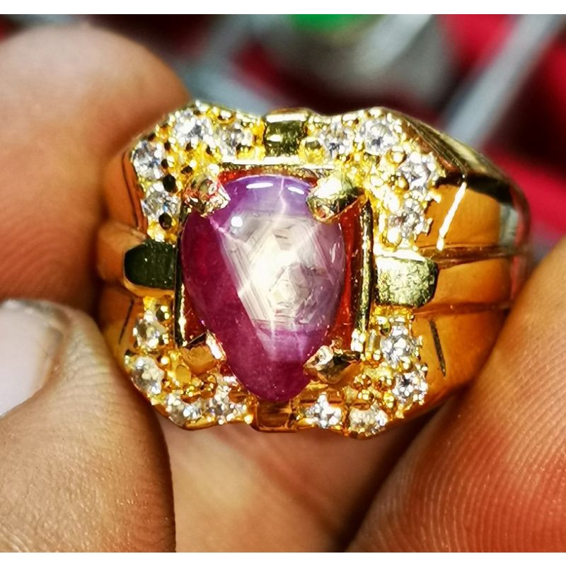 Batu permata natural ruby burma star antik