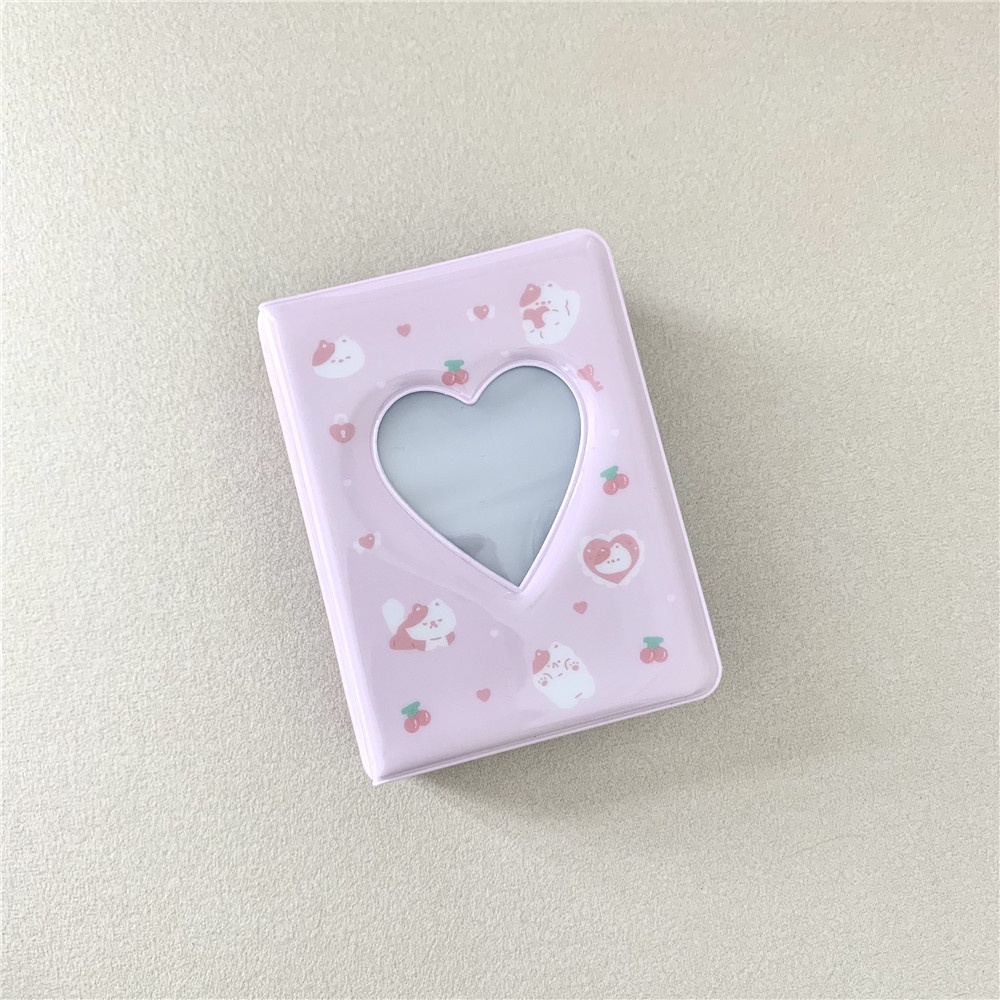 Kawaii Lovely Heart Card Holder 40 Grids Pocket for  3Inch Mini Photo Album Portabel Buku Polaroid Foto Album