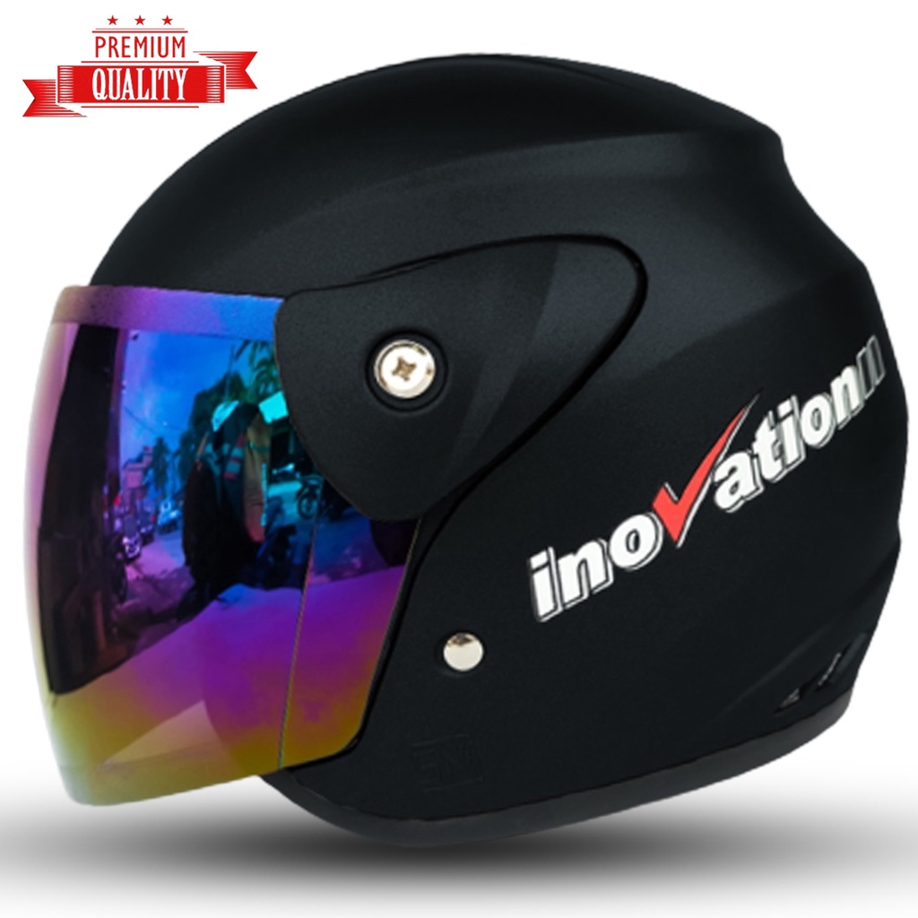 Helm Dewasa Evo Inovation  Half Face SNI Mirip Seperti Helm GM Original Kaca Pelangi Kaca Silver Untuk Pria Dan Wanita DEWASA SNI COD Free Packing