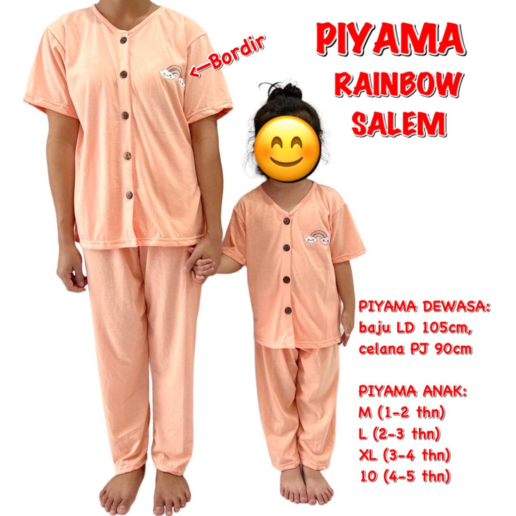 BAJU TIDUR BISA PASANGAN/COUPLE IBU ANAK MOM KIDS PIYAMA KAOS KANCING