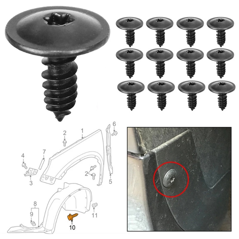 Sekrup Torx Klip Cover Pelindung Bawah Mesin Mobil Bahan Nilon Untuk VW Audi