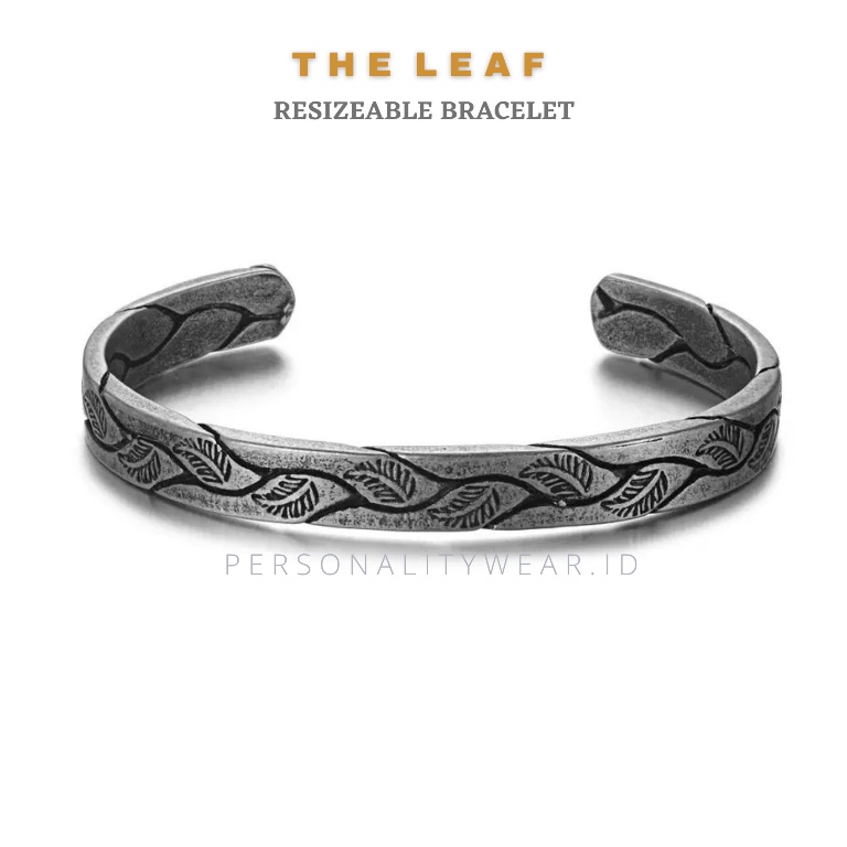 Gelang Bangle Pria Wanita Cowok Cewek Keren Kekinian Anti Karat THE LEAF