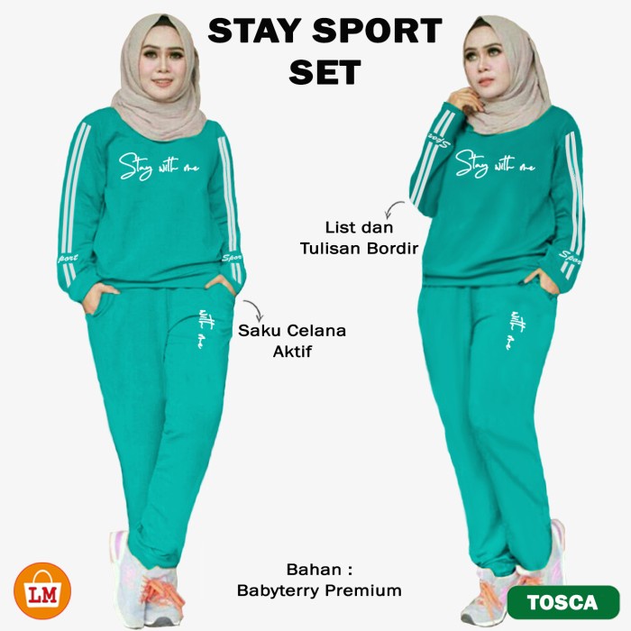 Setelan Kaos Olahraga STAY SPORT Training Senam Wanita XL-3XL LMS 29562