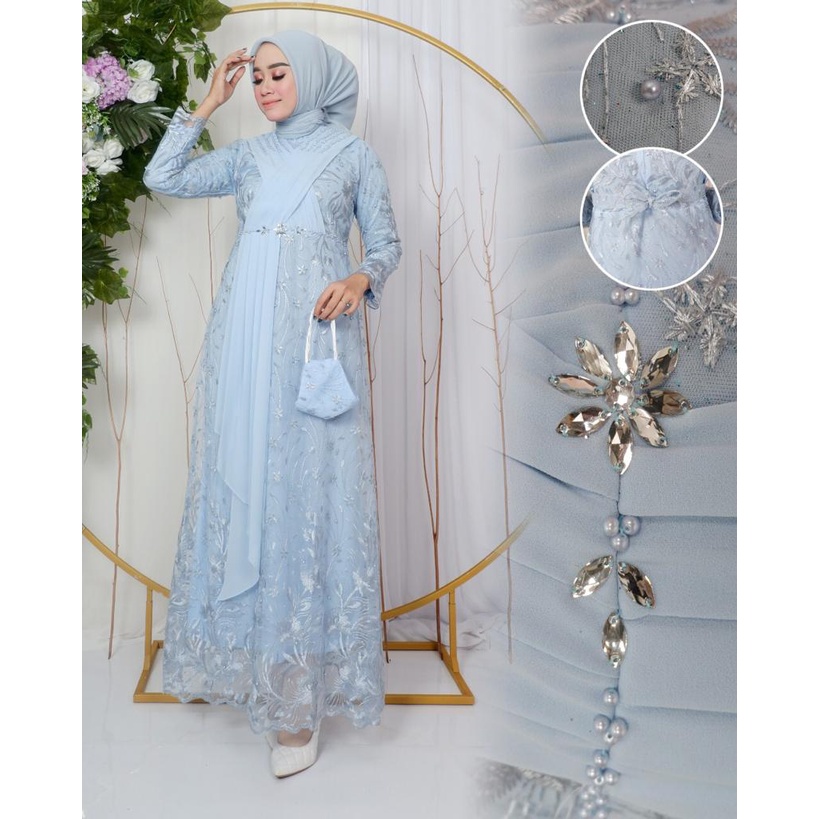 Gamis tille mix ceruty baby doll | Gamis pesta | Dress brukat jumbo maxi Size M L XL XXL