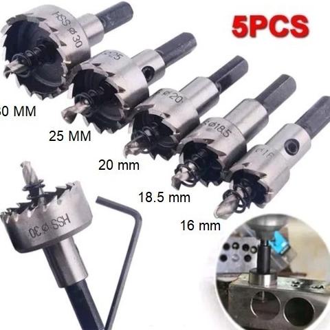 Mata Bor Lubang Besi Titanium / Hole Saw Besi Set Titanium Isi 5 Pcs